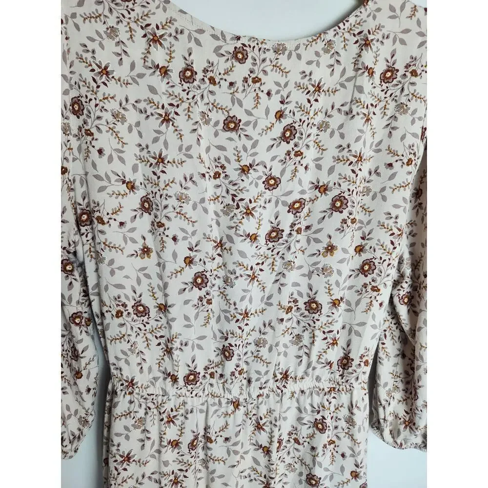 Naif Floral faux wrap Ruffled dress sz L cottagecore boho floral Prairie - Picture 5 of 10